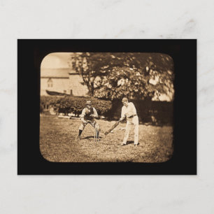 Carte Postale Joueurs de cricket vintage de lanterne magique Sep