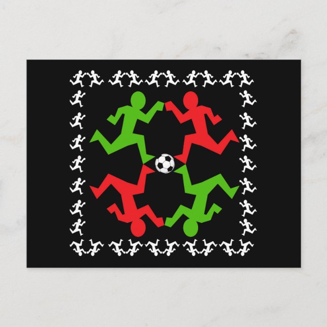 Carte Postale Joueurs de soccer en courant au Motif de balle (Devant)