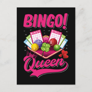 Carte Postale Joueuse de bingo Queen Women Funny Bingo Girl