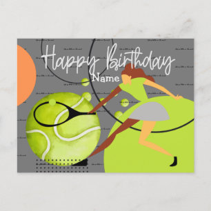 Carte Postale Joueuse de tennis jouant Joyeux Anniversaire