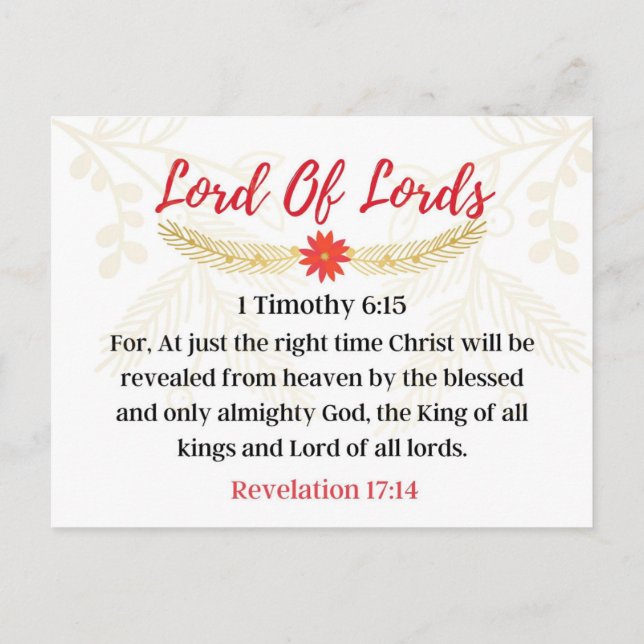 Carte Postale Jour 11. Noms De Jésus | Lord of Lords Advent (Dos)