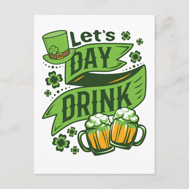 Carte Postale Jour, Boissons du Jour de la Saint Patrick (Devant)