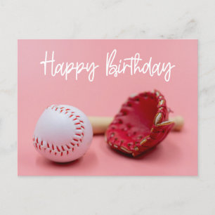Carte Postale Jour d'anniversaire de baseball mot vert pour le j