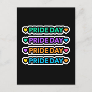 Carte Postale Jour de la fierté. LGBT+Pride. Coeur arc en ciel.