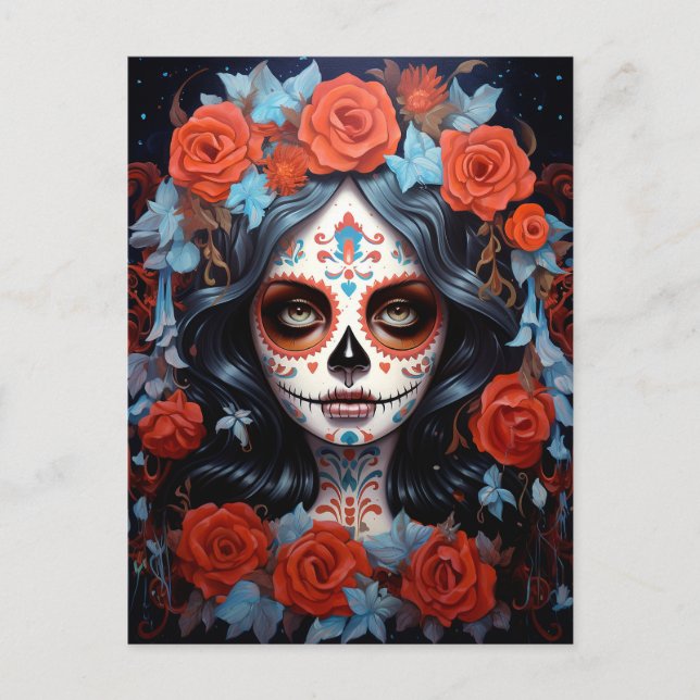Carte Postale Jour De La Fille Du Crâne Sucre Des Morts (Devant)