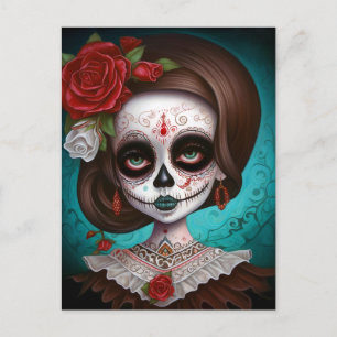 Carte Postale Jour De La Fille Du Crâne Sucre Des Morts