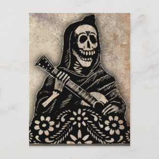 Carte Postale Jour de la guitare morte jouant le squelette