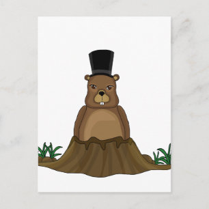 Carte Postale Jour de la marmotte - style de dessin animé