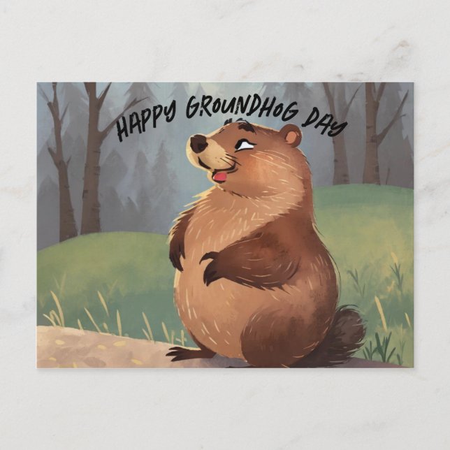 Carte Postale Jour de la marmotte : une célébration du printemps (Devant)