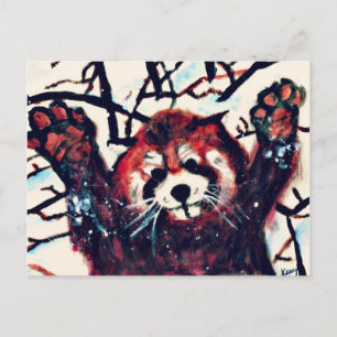Carte Postale Jour de la neige Rouge Panda