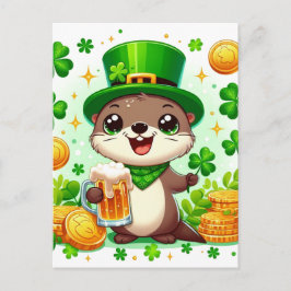 Carte Postale Jour de la Saint-Patrick adorable loutre
