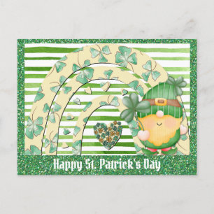 Carte Postale Jour de la Saint Patrick Cute Gnome Shamrock vert