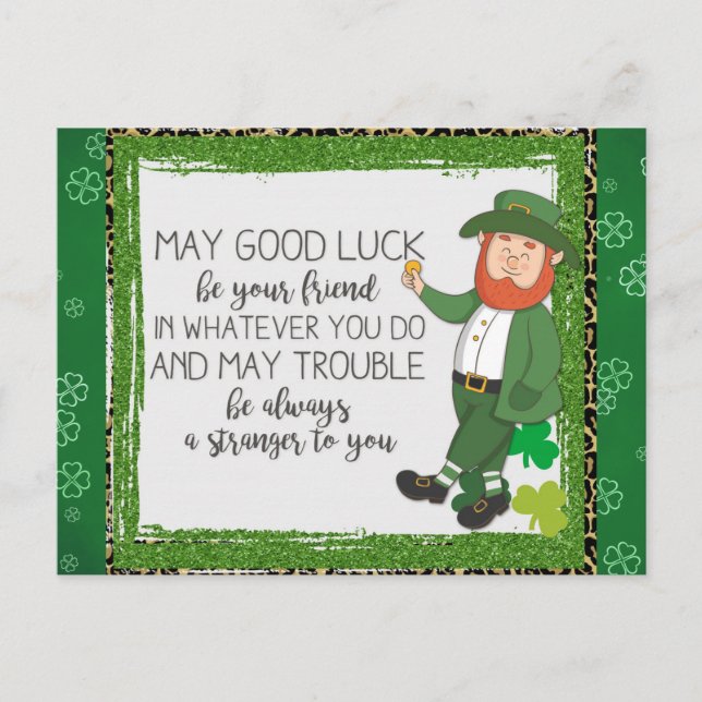 Carte Postale Jour de la Saint Patrick irlandais Leprechaun Sham (Devant)