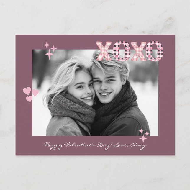 Carte Postale Jour de la Saint Valentin XOXO moderne Photo et te (Devant)