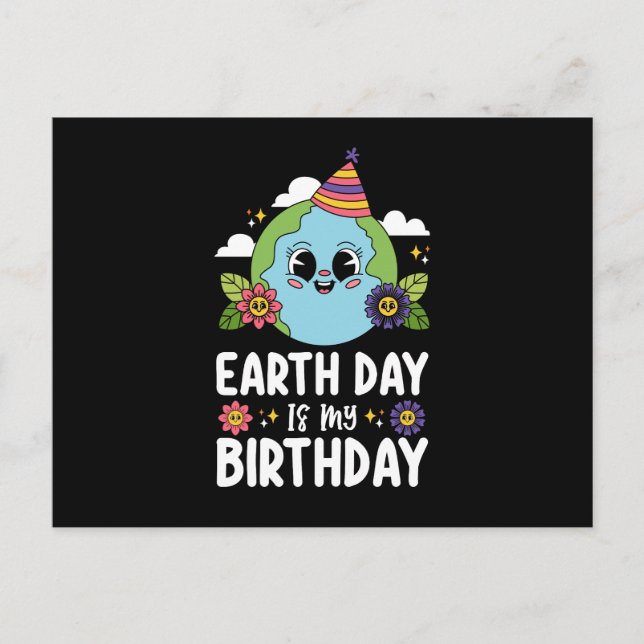 Carte Postale Jour de la Terre est mon anniversaire drôle planèt (Devant)