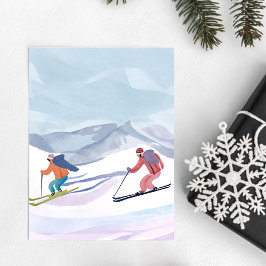 Carte Postale Jour de ski | Montagne d'hiver à l'aquarelle