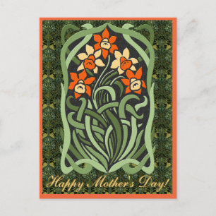 Carte Postale Jour des mères Art nouveau Daffodiles (Personnalis