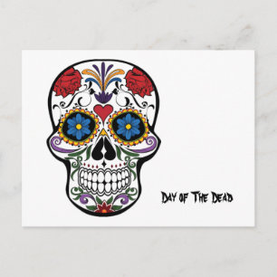 Carte Postale Jour des Morts, Calavera Crâne à sucre Floral