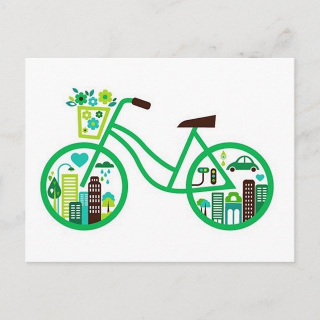 Carte Postale Jour des terres Green Bike Green Bikers Devenez éc (Devant)