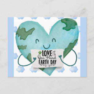 Carte Postale Jour des terres mignon Amour Notre Planète Coeur