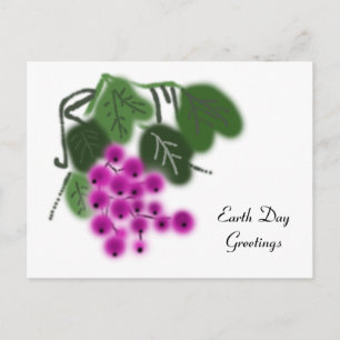 Carte Postale Jour des terres. raisins violets et feuilles verts