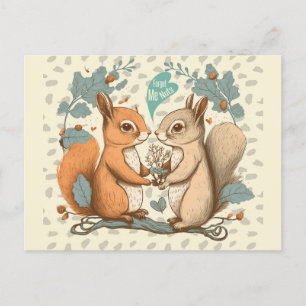 Carte Postale Jour des Valentines d'écureuil Vintage mignonne