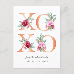 Carte Postale Jour des Valentines florales XOXO