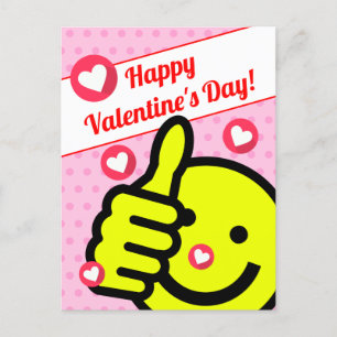 Carte Postale Jour des Valentines roses face aux mignons pouces 