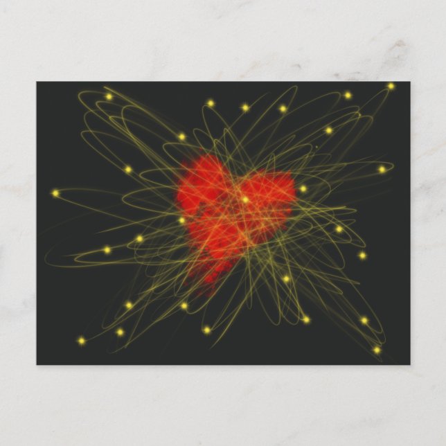 Carte Postale Jour des Valentines Rouge Amour Coeur Art Abstrait (Devant)