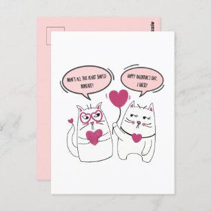 Carte Postale Jour des Valentines Sarcastiques Cartoon Chat Coup