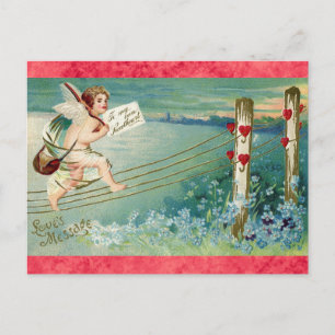 Carte Postale Jour des Valentines vintages Angel Cherub victorie