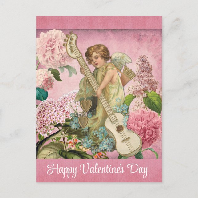 Carte Postale Jour des Valentines vintages Victoriennes Cupidon  (Devant)