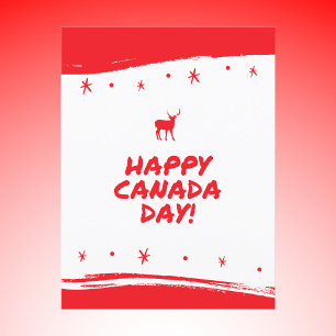 Carte Postale Jour du Canada, à thème rouge et blanc