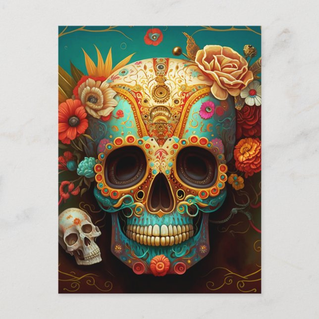 Carte Postale Jour Du Crâne Sucre Des Morts (Devant)