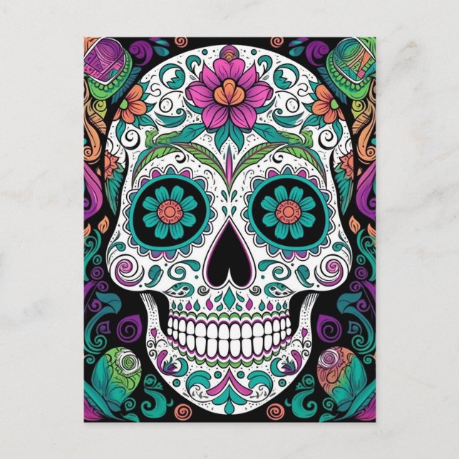 Carte Postale Jour Du Crâne Sucre Des Morts (Devant)