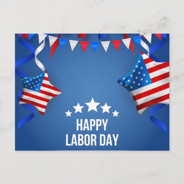Carte Postale Jour du Travail Joyeux Traditionnel Bleu (Devant)