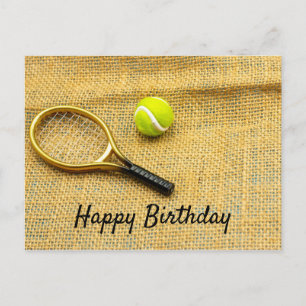 Carte Postale Jour heureux de balle de tennis et de raquette