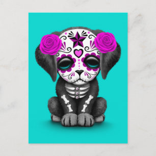 Carte Postale Jour mignon violet du Chien Mort Chien Bleu