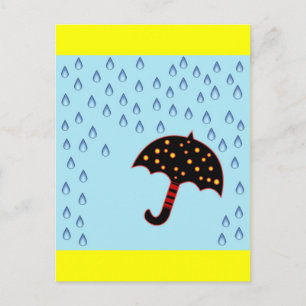 Carte Postale jour pluvieux avec parapluie