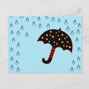 Carte Postale jour pluvieux avec parapluie