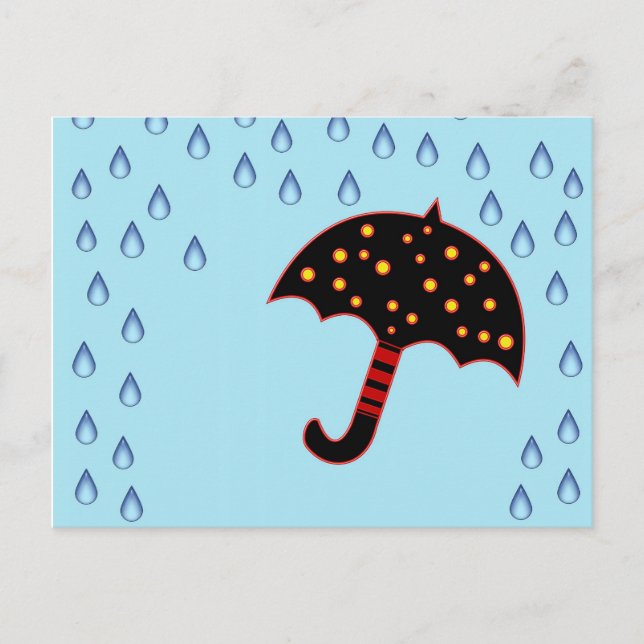 Carte Postale jour pluvieux avec parapluie (Devant)
