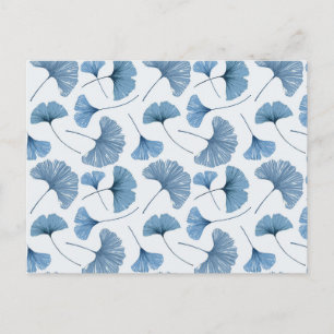Carte Postale Journal de motif blanc et bleu feuille de Gingko