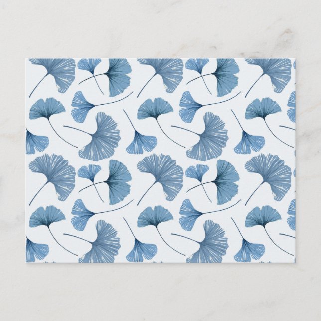 Carte Postale Journal de motif blanc et bleu feuille de Gingko (Devant)