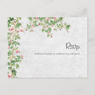 Carte Postale Journal de style vintage avec rose rose sur vieux