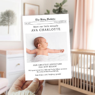 Carte Postale Journal Nouveau-né Faire-part bébé