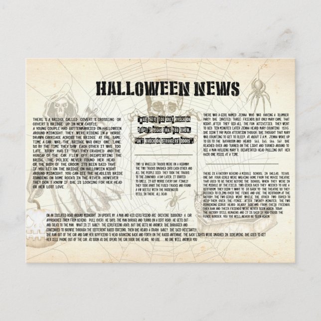 Carte Postale Journal vintage d'Halloween (Devant)