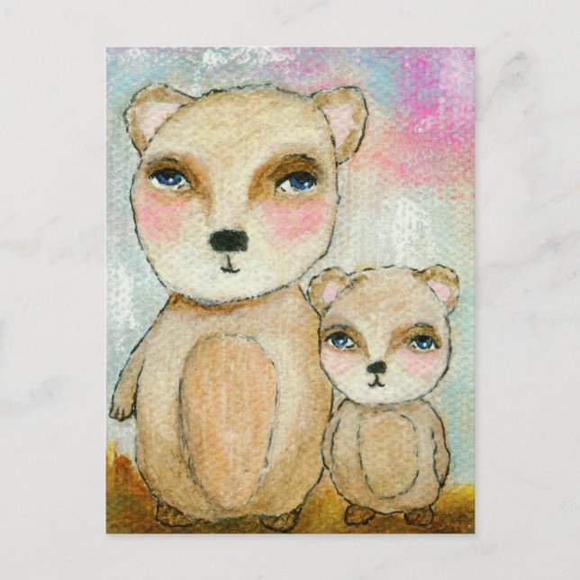 Carte Postale Journée d'aventure Whimsical Woodland Bears Art (Devant)