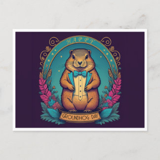 Carte Postale Journée de la marmotte A Célébration du printemps