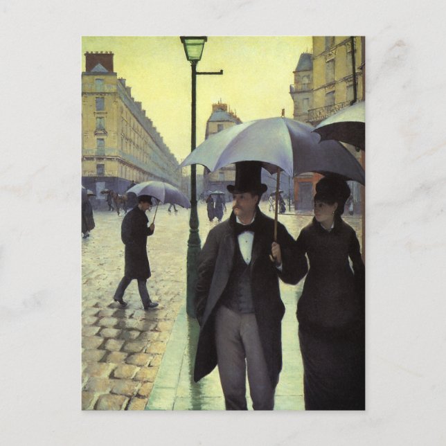 Carte Postale Journée de la Pluie de Paris par Gustave Caillebot (Devant)