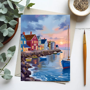 Carte Postale Journée en bateau Peinture aquarelle de l'océan
